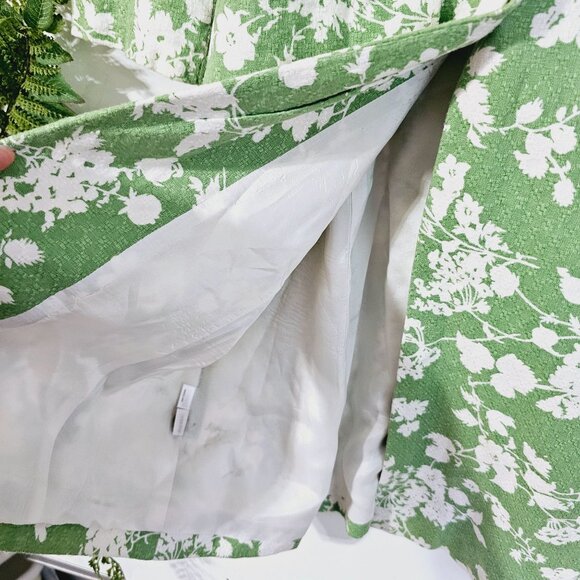 Ann Taylor Loft Green & White Floral Linen Blend Coat Size 6《917》J - Picture 4 of 11